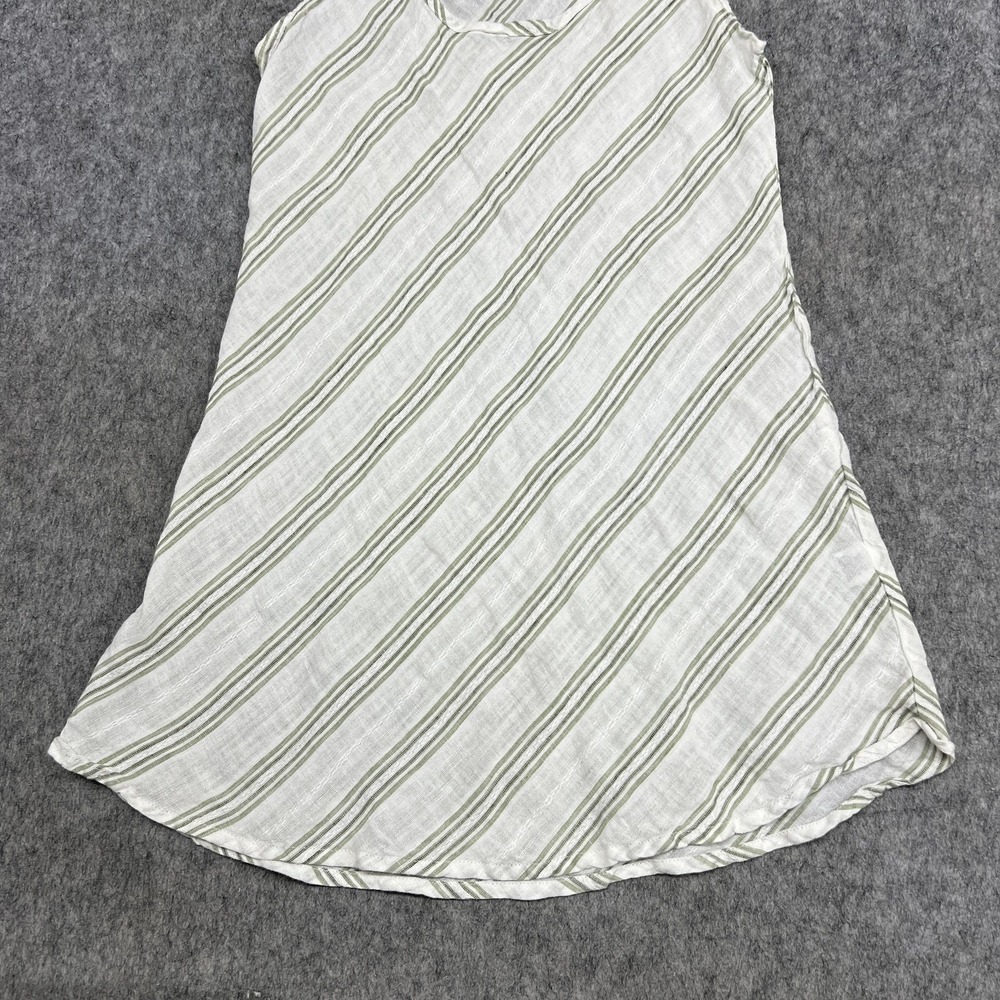 FLAX Dress Womens Small White Green Stripe Linen Sleeveless A Line Tank - Picture 8 of 14